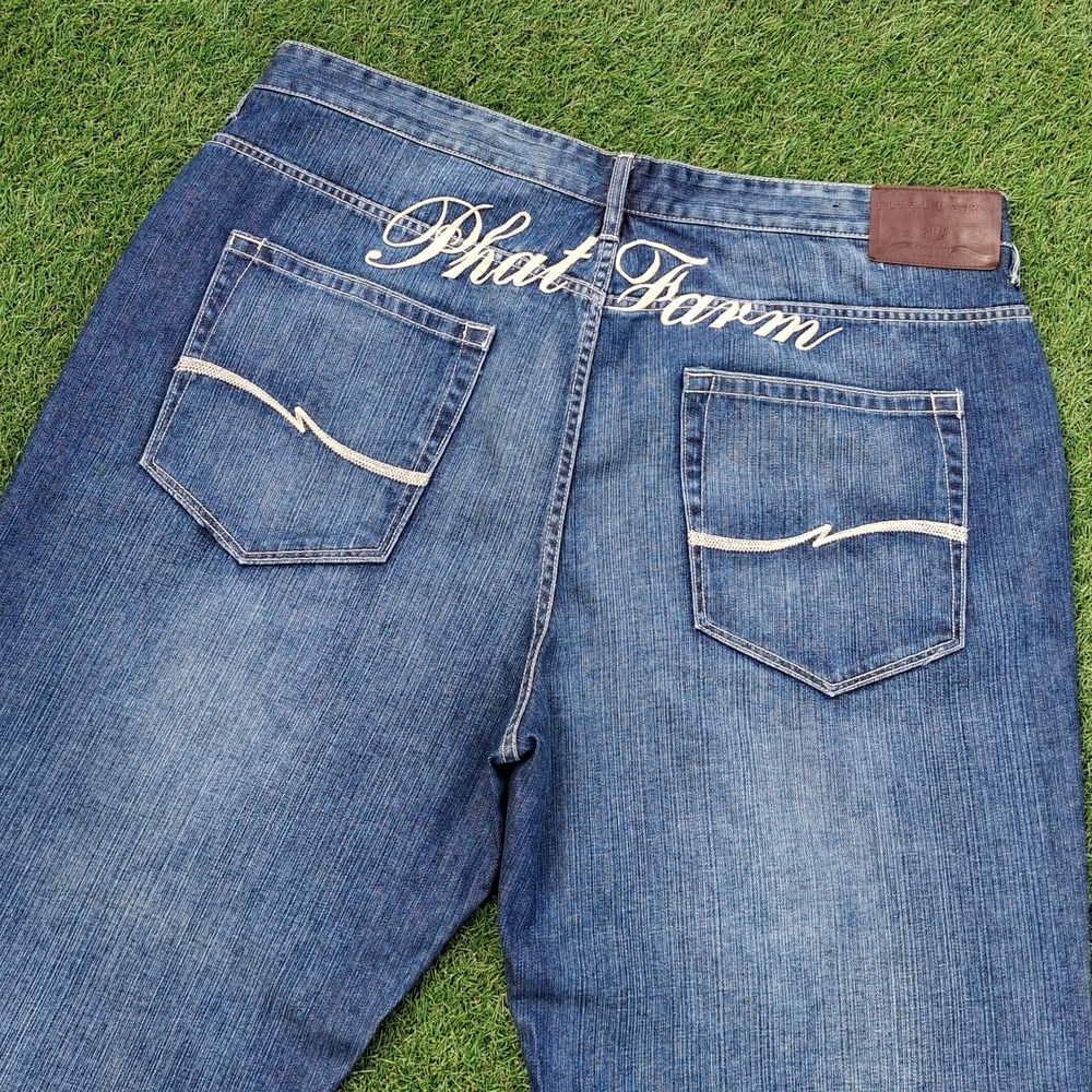 Phat Farm Men’s Blue Denim Jeans - Embroidered Back Logo